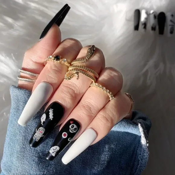 Ghost Town ☠️👻 Custom Press On Nails | High Quality Nails | Handmade - Picture 1 of 11